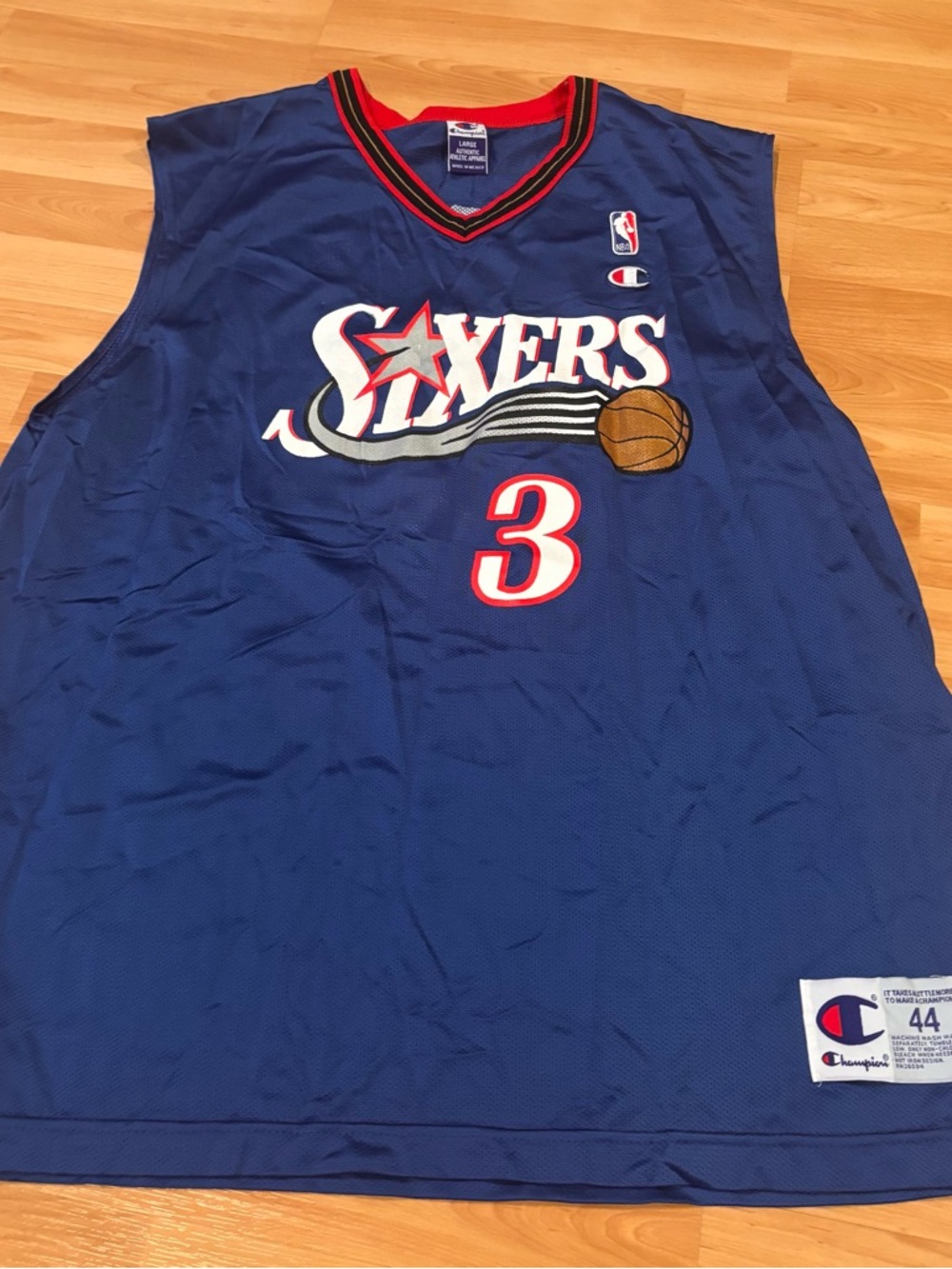 Champion Allen Iverson Royal Blue Sixers #3 Retro Basketball